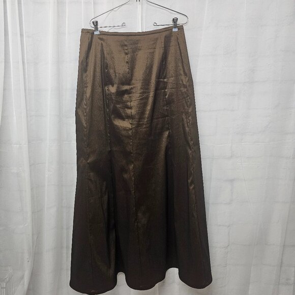 Tadashi Shoji Skirt Taffeta Brown Shimmery Maxi Goth Whimsigoth Formal 14 - Picture 1 of 10